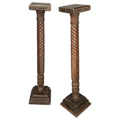 Pair of 19th Century English Carved Mahogany Column Stands