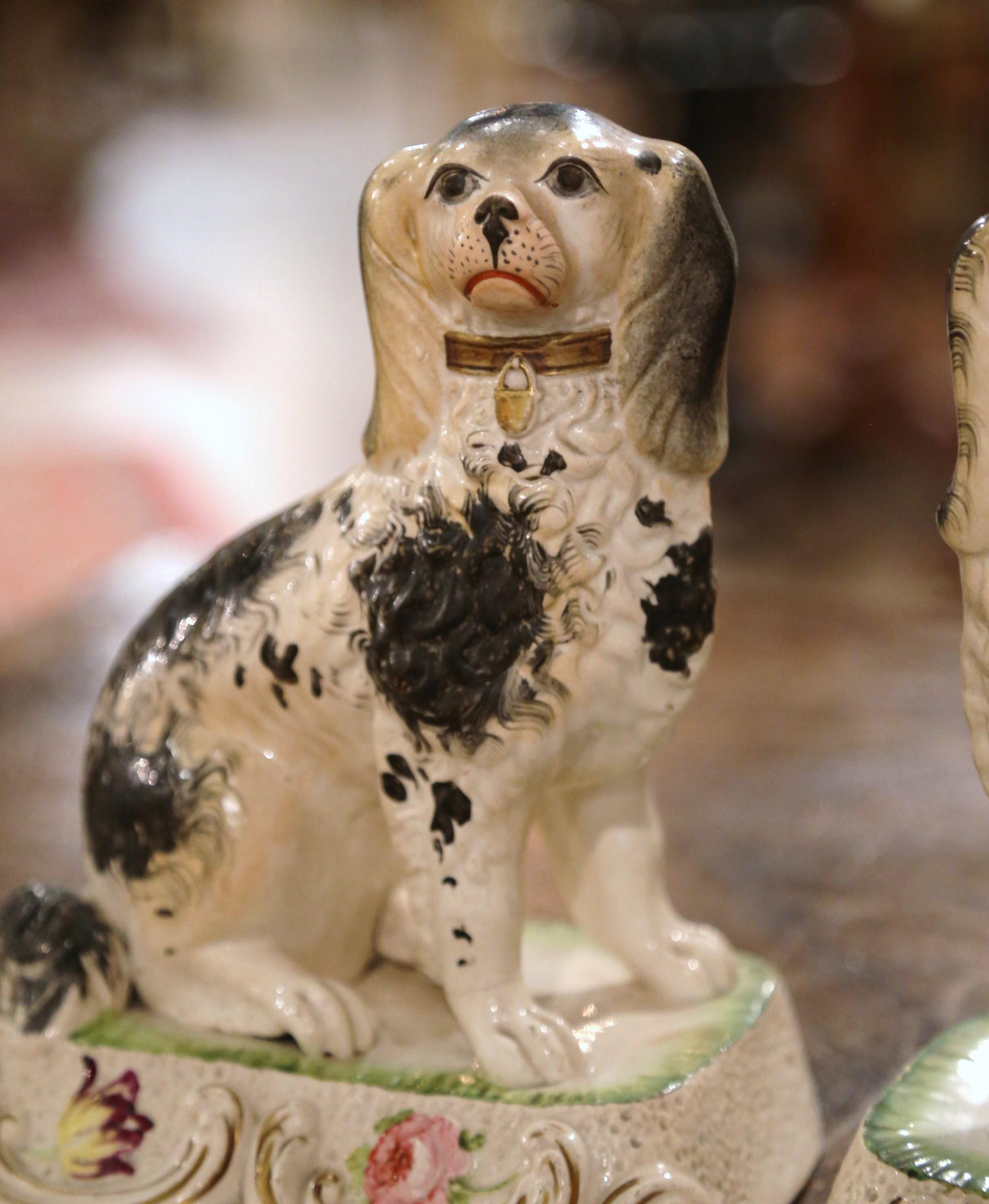 Pair of 19th Century English Ceramic Staffordshire, King Charles Dogs 6