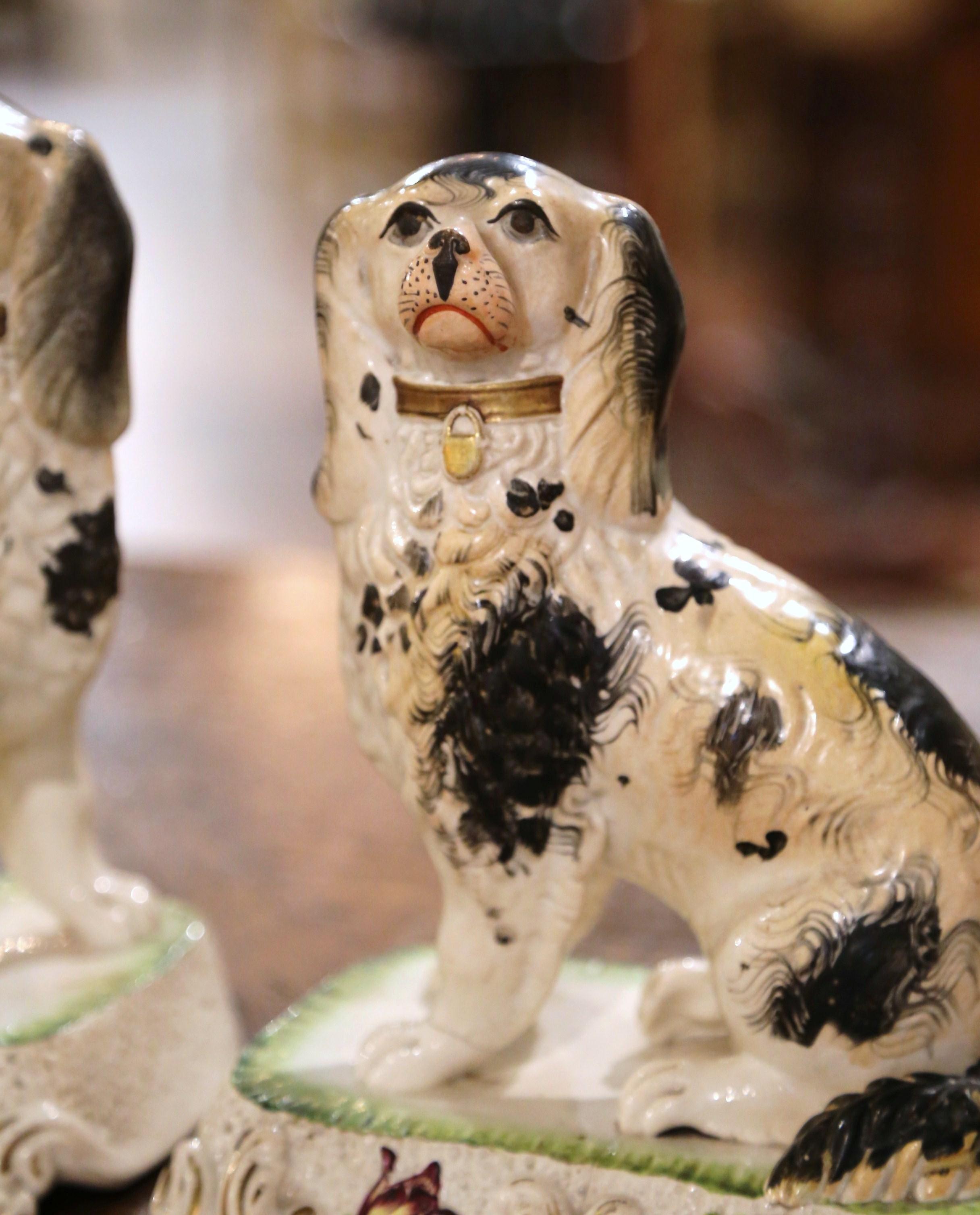 Pair of 19th Century English Ceramic Staffordshire, King Charles Dogs 8