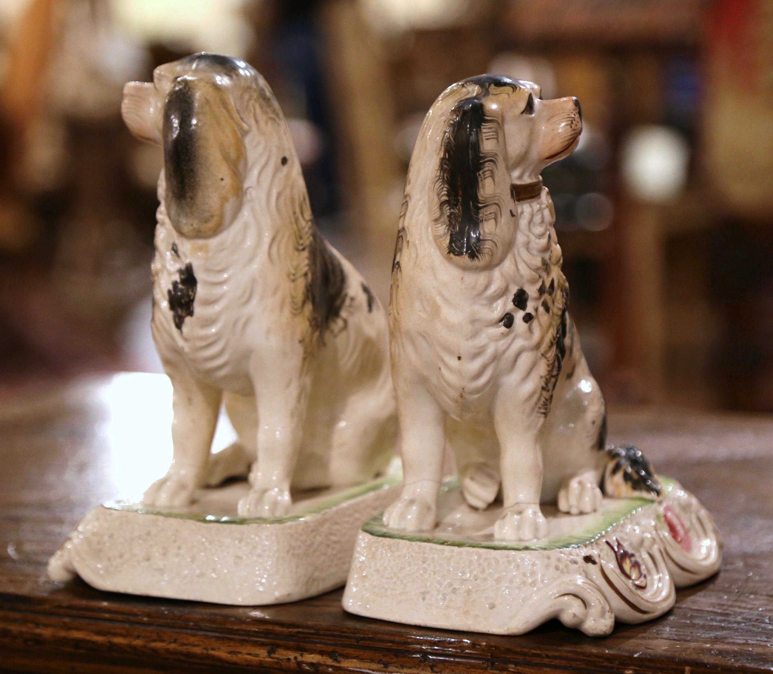 Pair of 19th Century English Ceramic Staffordshire, King Charles Dogs 3