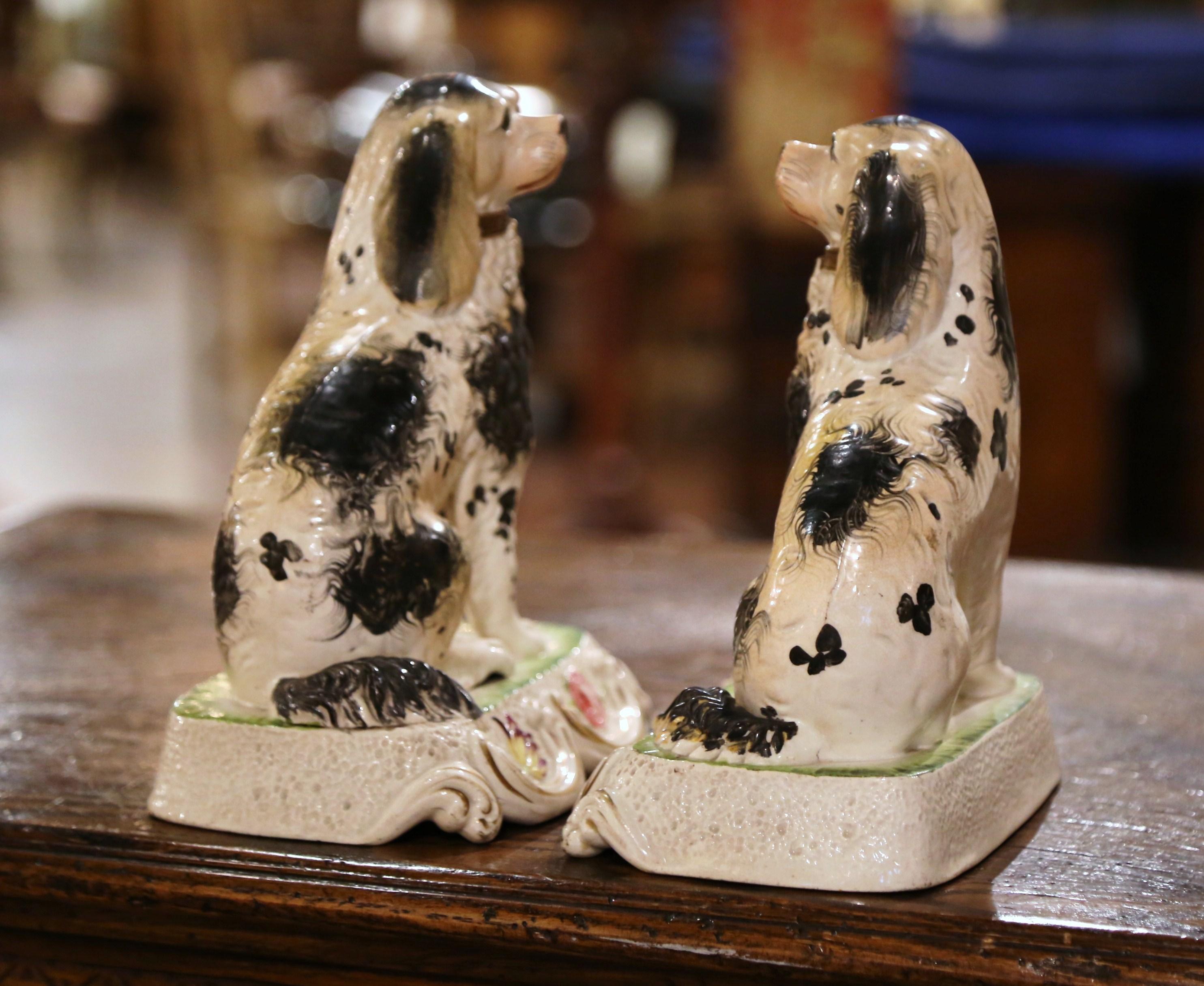 Pair of 19th Century English Ceramic Staffordshire, King Charles Dogs 4