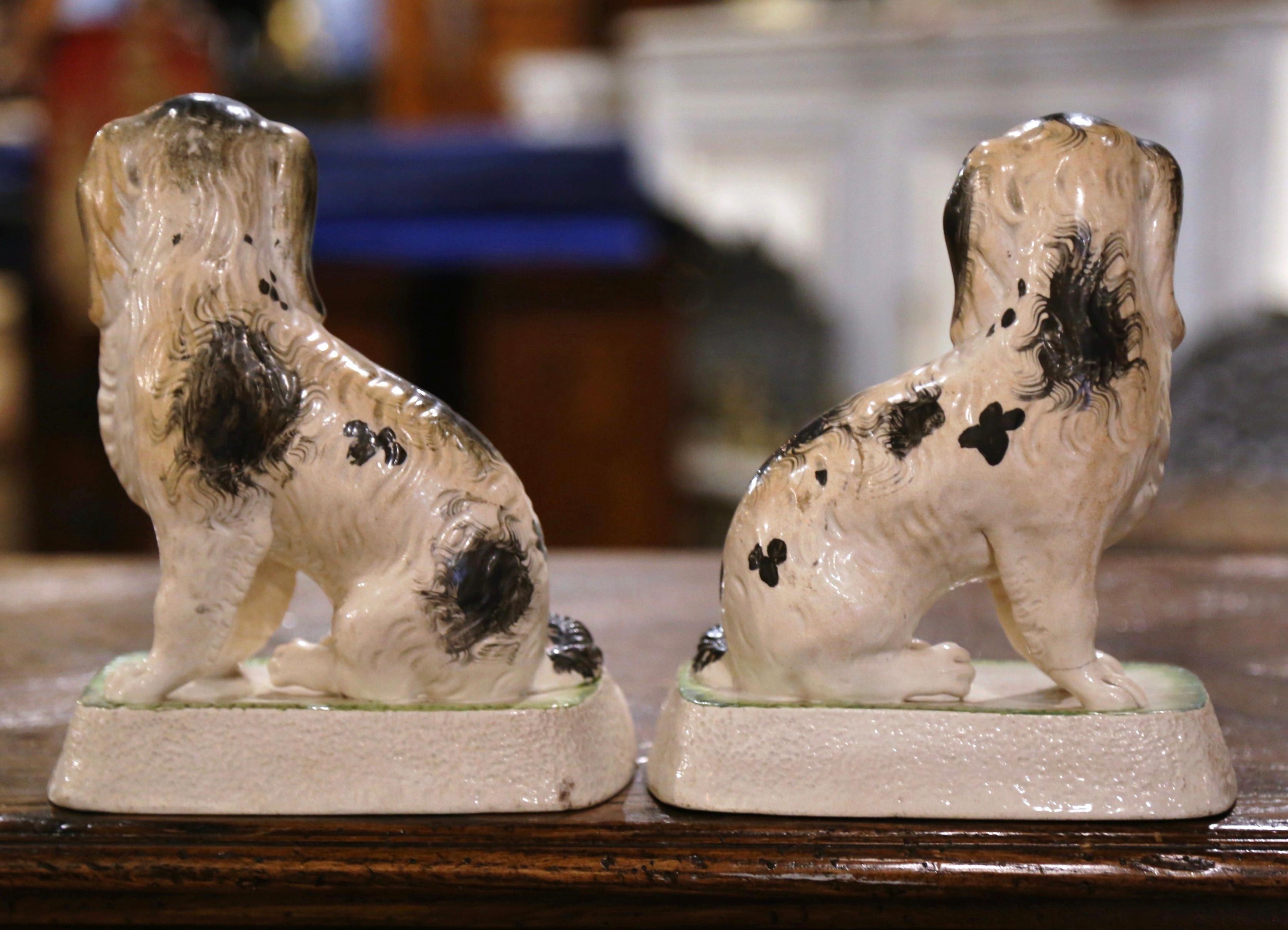 Pair of 19th Century English Ceramic Staffordshire, King Charles Dogs 5