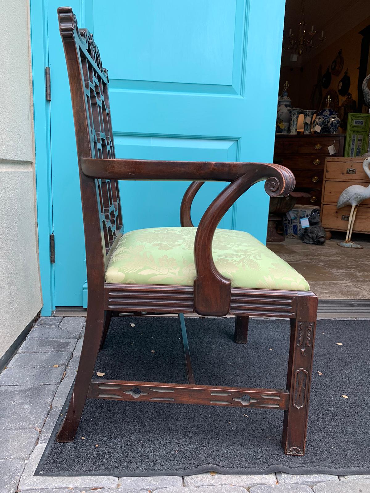 Pair of 19th Century English Chinese Chippendale Mahogany Armchairs 2