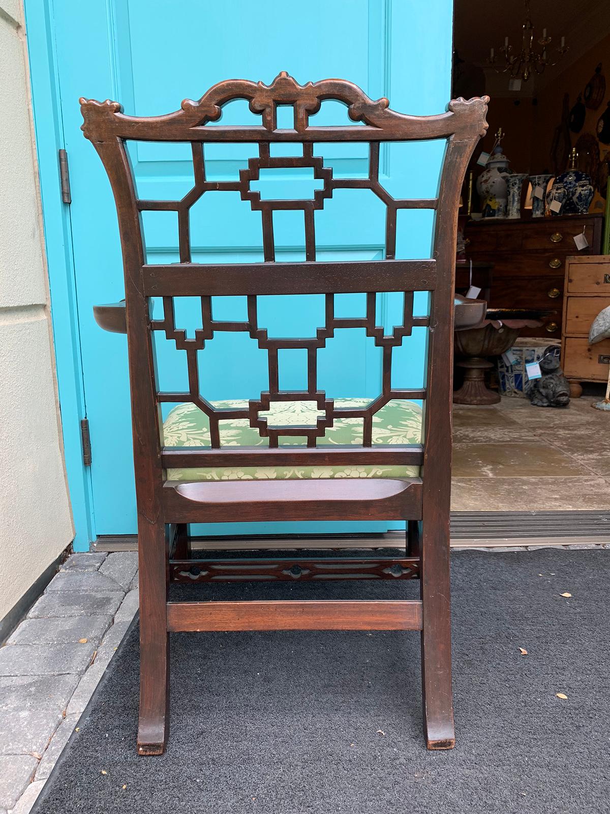 Pair of 19th Century English Chinese Chippendale Mahogany Armchairs 3