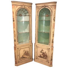 Antique Pair of 19th Century English Chinoiserie Corner Cabinets