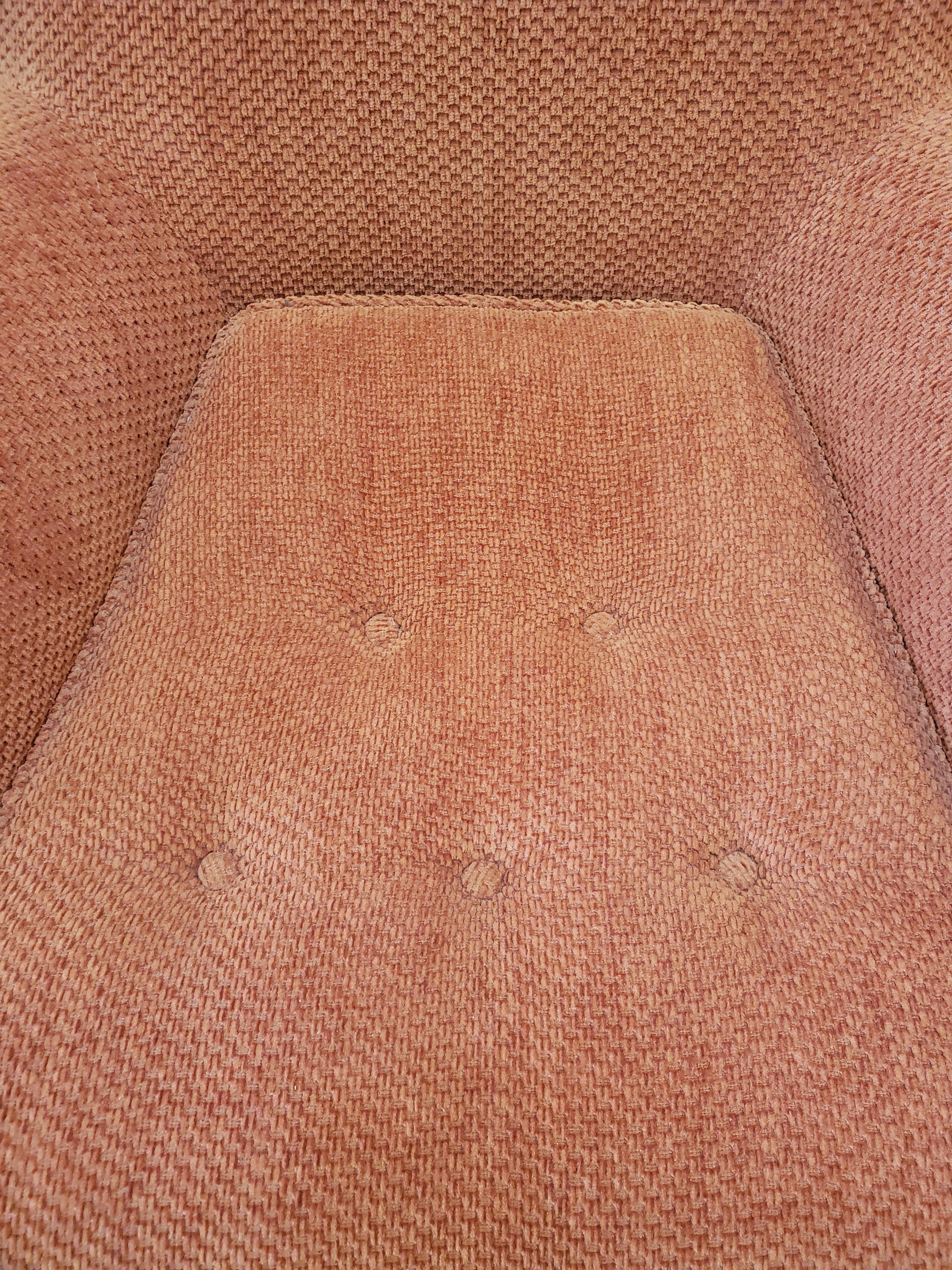 Pair of 19th Century English Club Chairs with Orange Chenille Upholstery For Sale 10