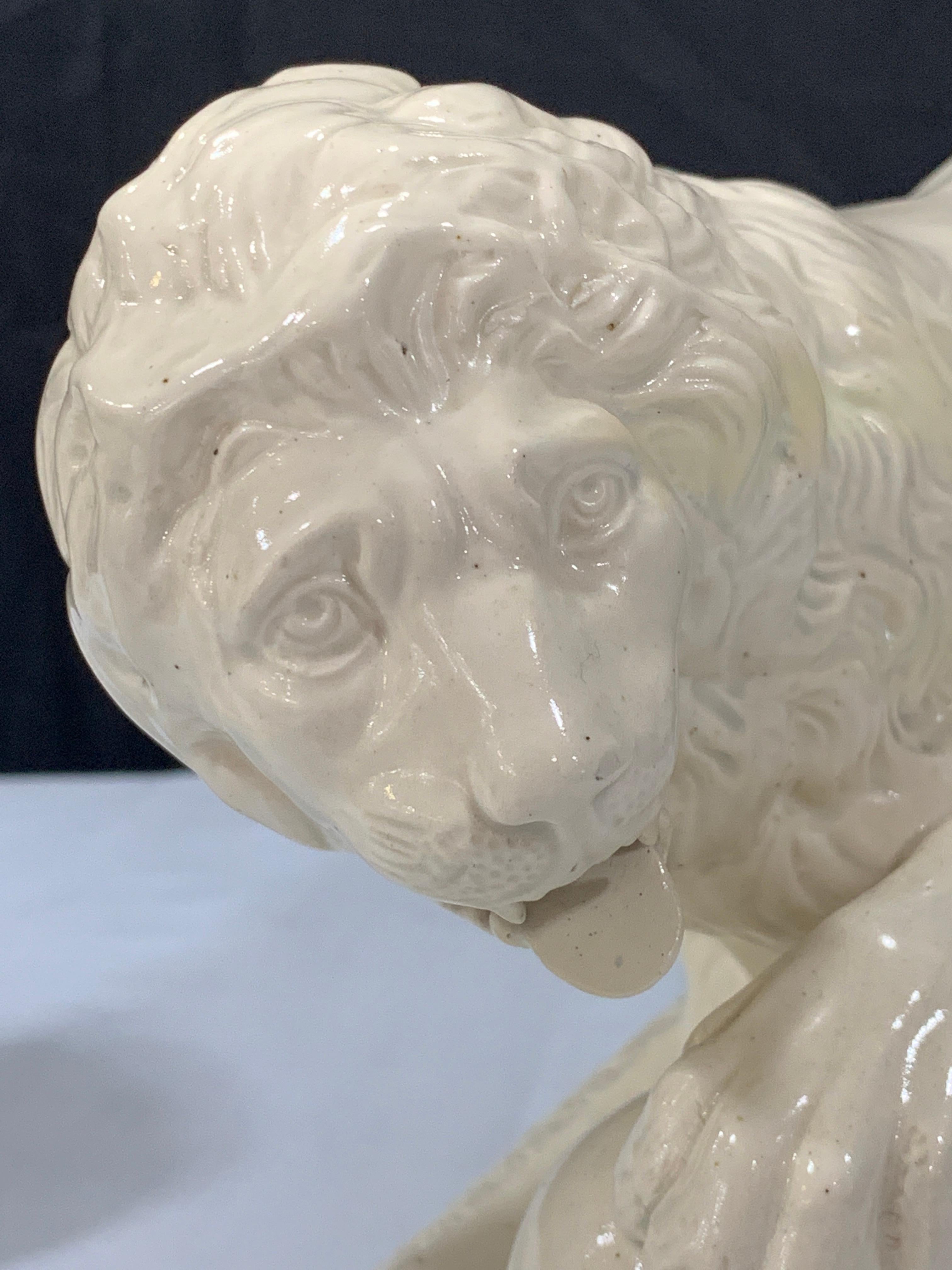 French Pair of 19th Century English Creamware/Pearlware Model of the Medici Lions