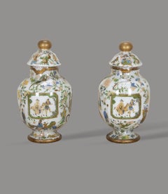 Pair of 19th Century English Decalcomania Vases