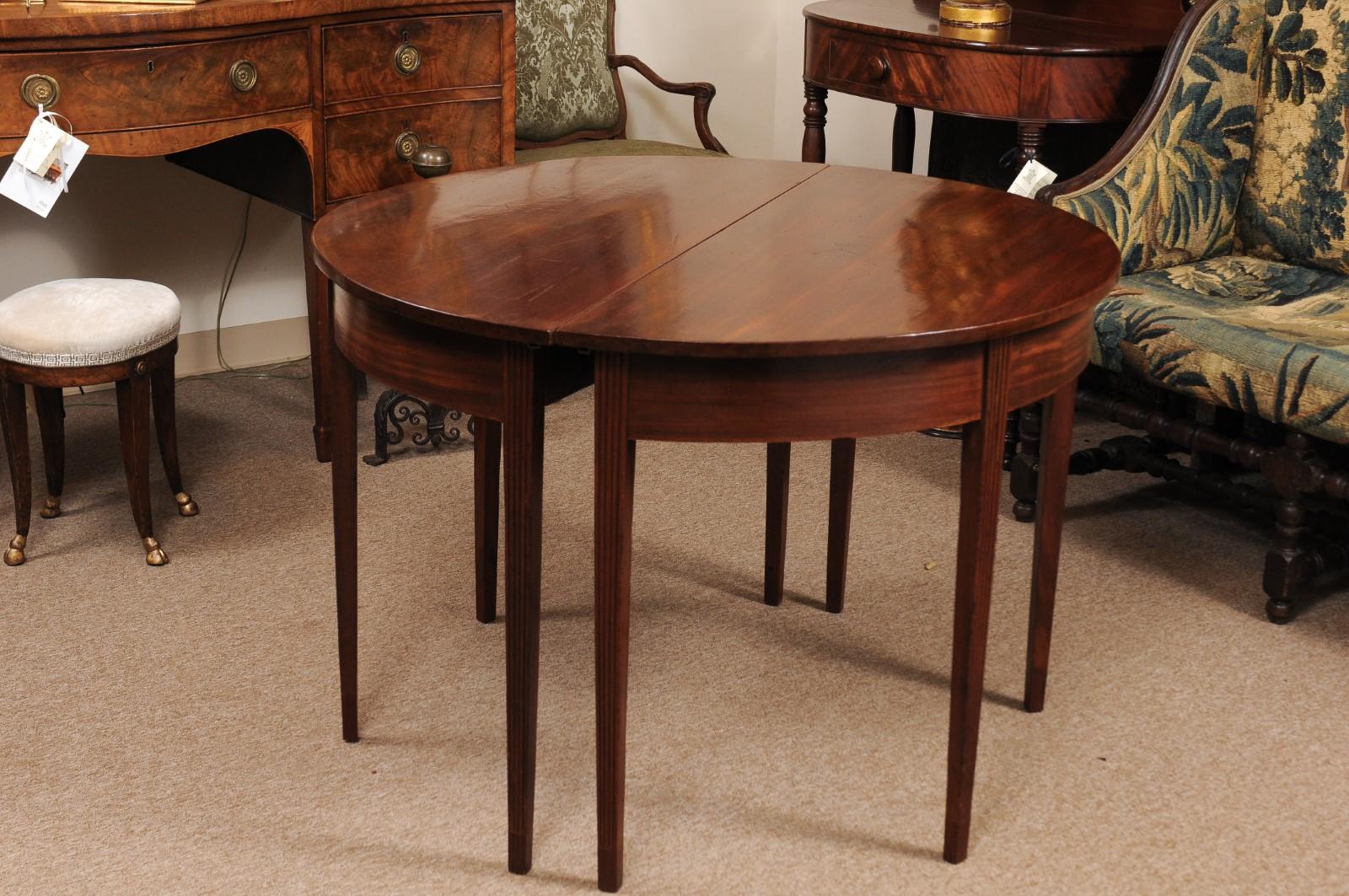 Pair of 19th Century English Demilune Console Tables in Mahogany 8