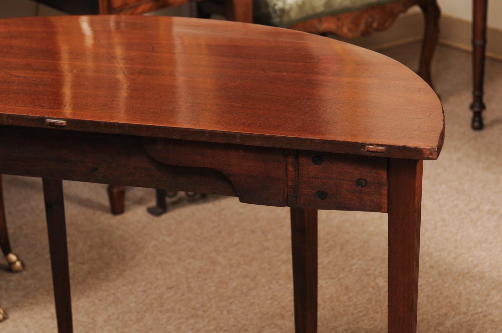 Pair of 19th Century English Demilune Console Tables in Mahogany 5