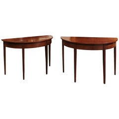 Pair of 19th Century English Demilune Console Tables in Mahogany