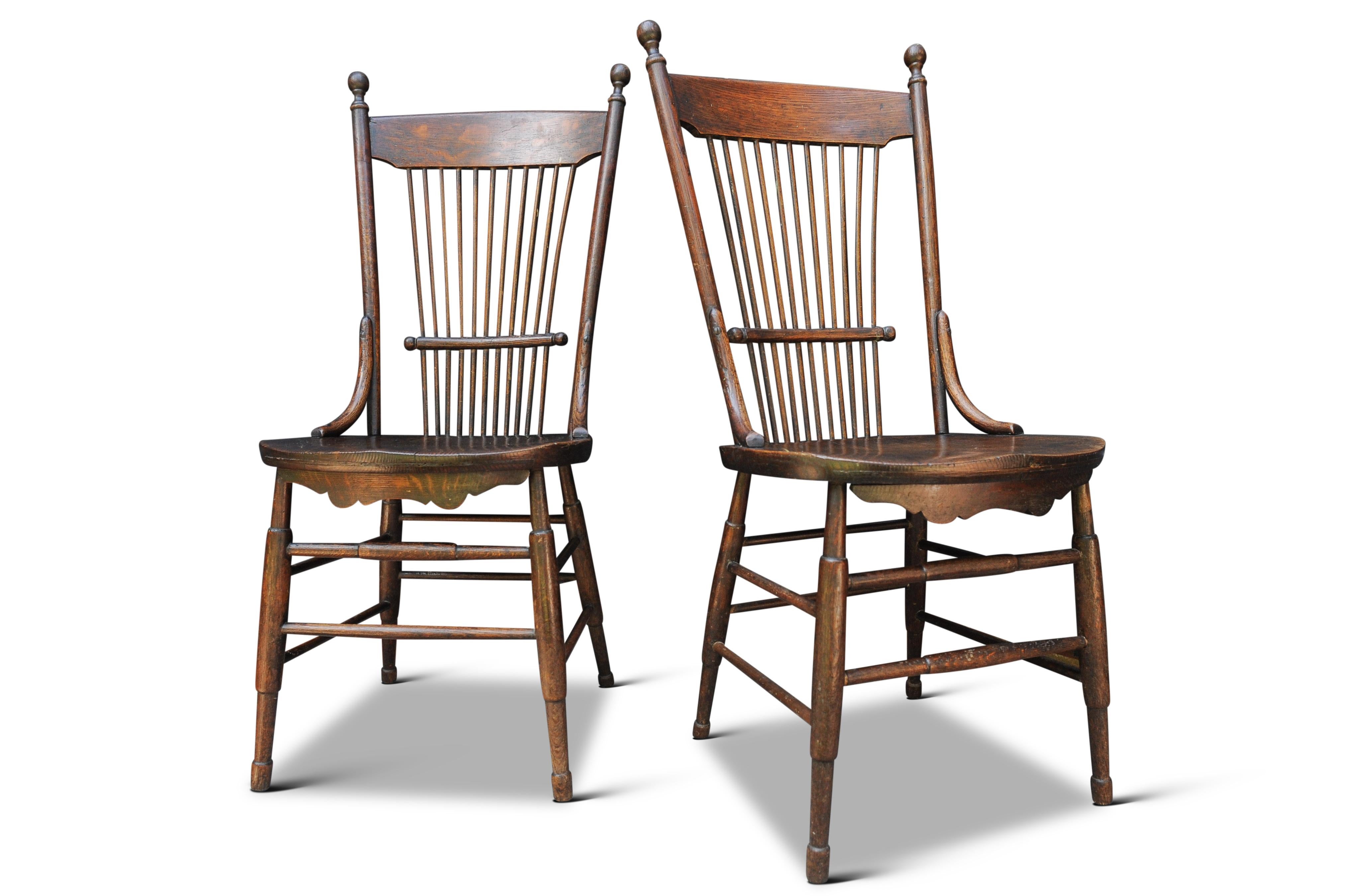 Pair of Hand Crafted 19th Century English Elm & Beech Spindle Back Hallway Chairs

Both An Example of English Artisanal Chair Making Handcrafted & Hand Turned 

Width of seat at narrowest point
Depth of seat 41cm 


