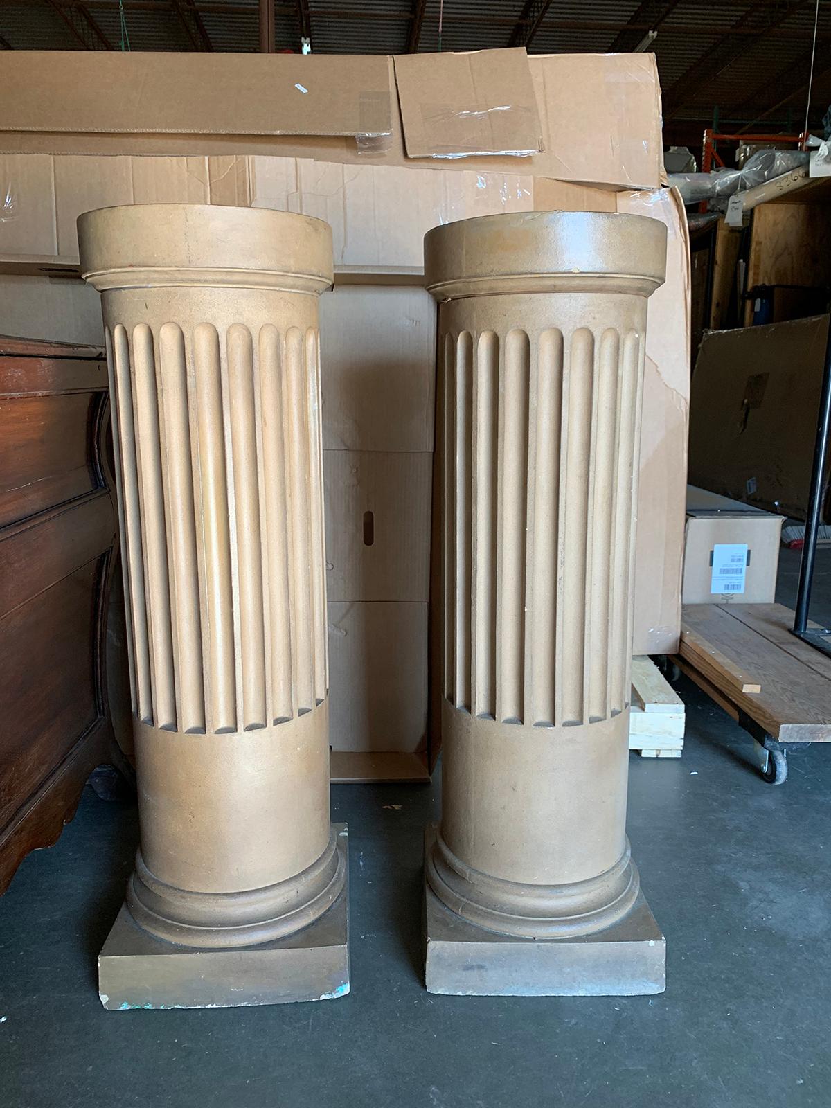 Pair of 19th century English Faience column pedestals, possibly Rookwood
Measures: 13