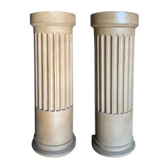 Pair of 19th Century English Faience Column Pedestals