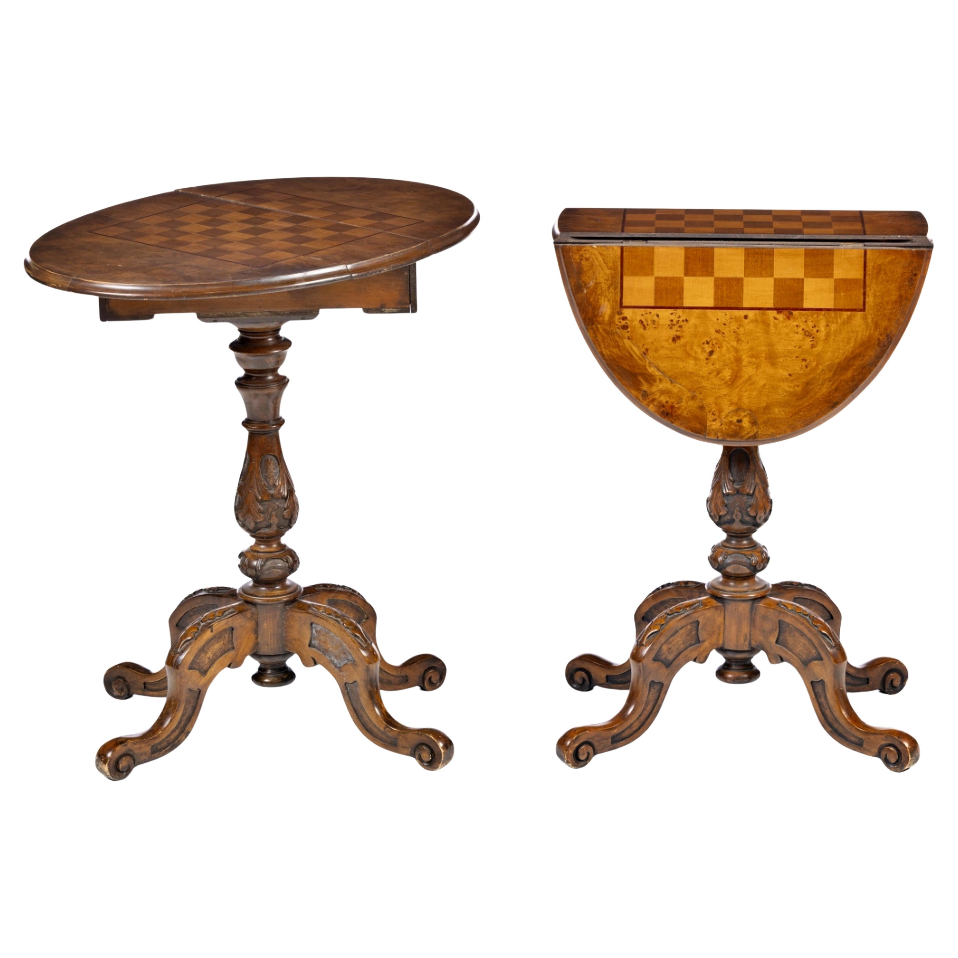 PAIR OF 19th Century ENGLISH FOLDING GAMING TABLES For Sale