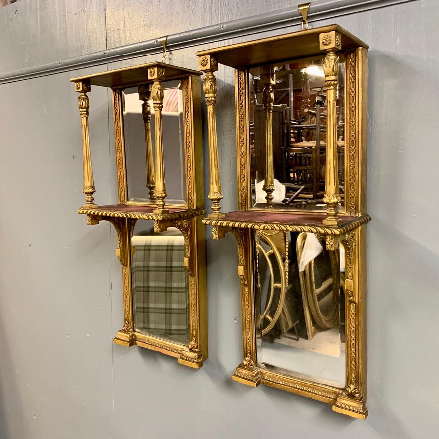 Pair of 19th Century English Gilt Pier Mirrors with Original Bevelled Mirrors 6