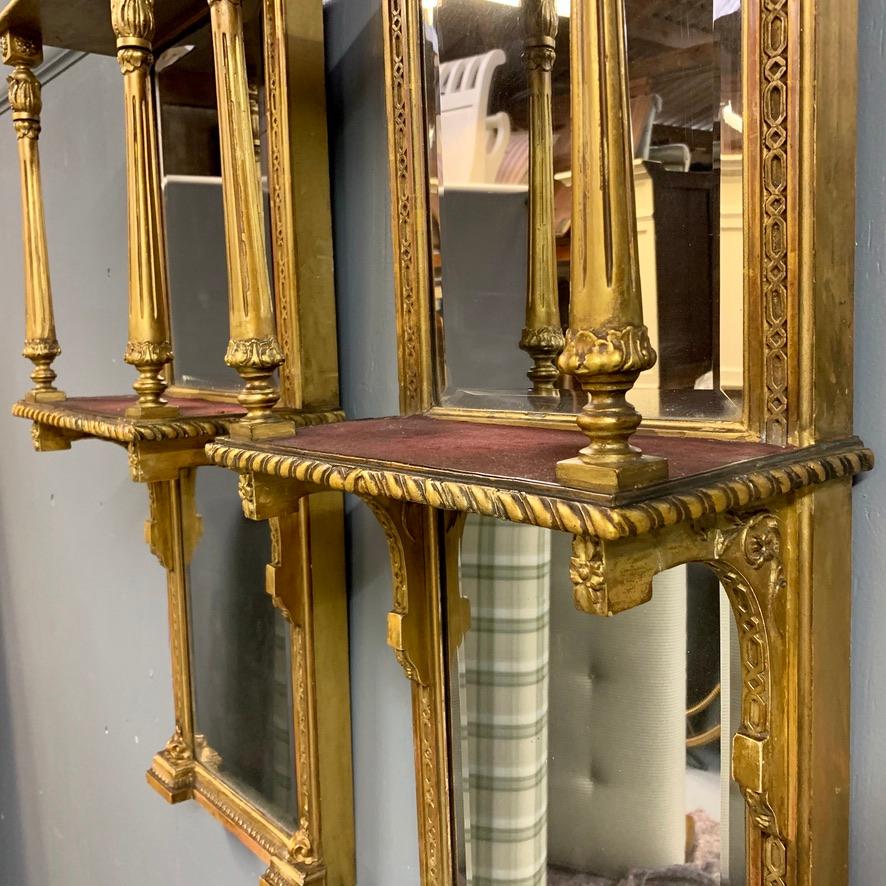 Pair of 19th Century English Gilt Pier Mirrors with Original Bevelled Mirrors 1