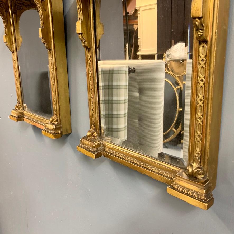 Pair of 19th Century English Gilt Pier Mirrors with Original Bevelled Mirrors 3