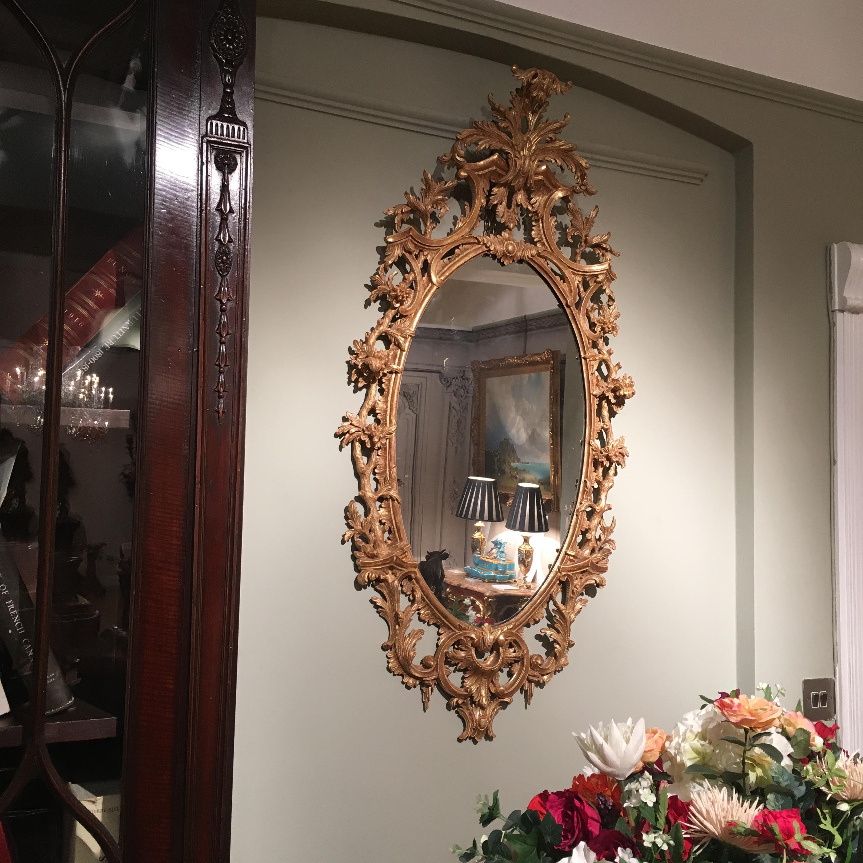 Pair of 19th Century English Giltwood Mirrors in the George III Style 3