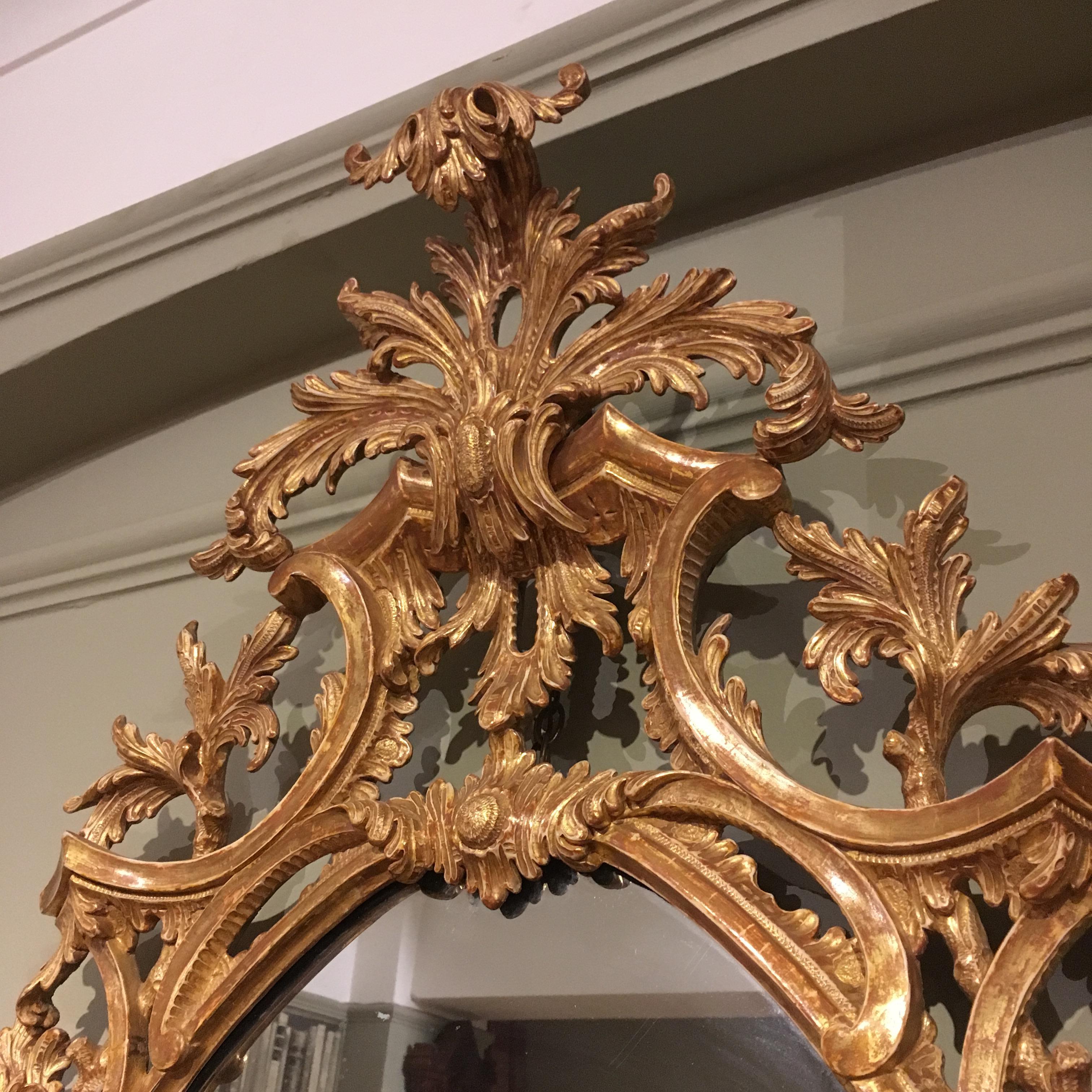 Pair of 19th Century English Giltwood Mirrors in the George III Style 4