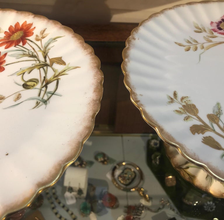 Pair of 19th Century English Hand Painted Compotes For Sale at 1stDibs