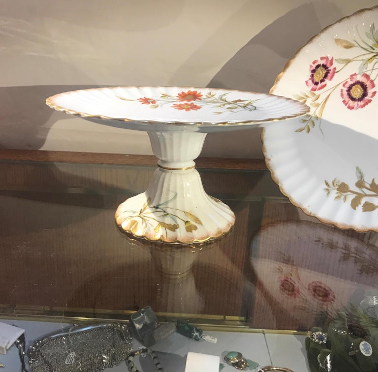 Pair of 19th Century English Hand Painted Compotes For Sale at 1stDibs