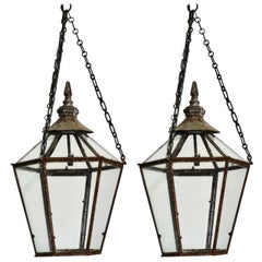 Pair of 19th Century English Hexagonal Lanterns