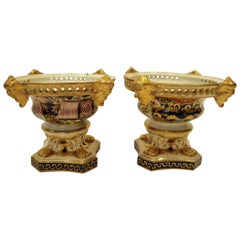 Pair of 19th Century English Imari Palette Derby Porcelain Pastille Burners