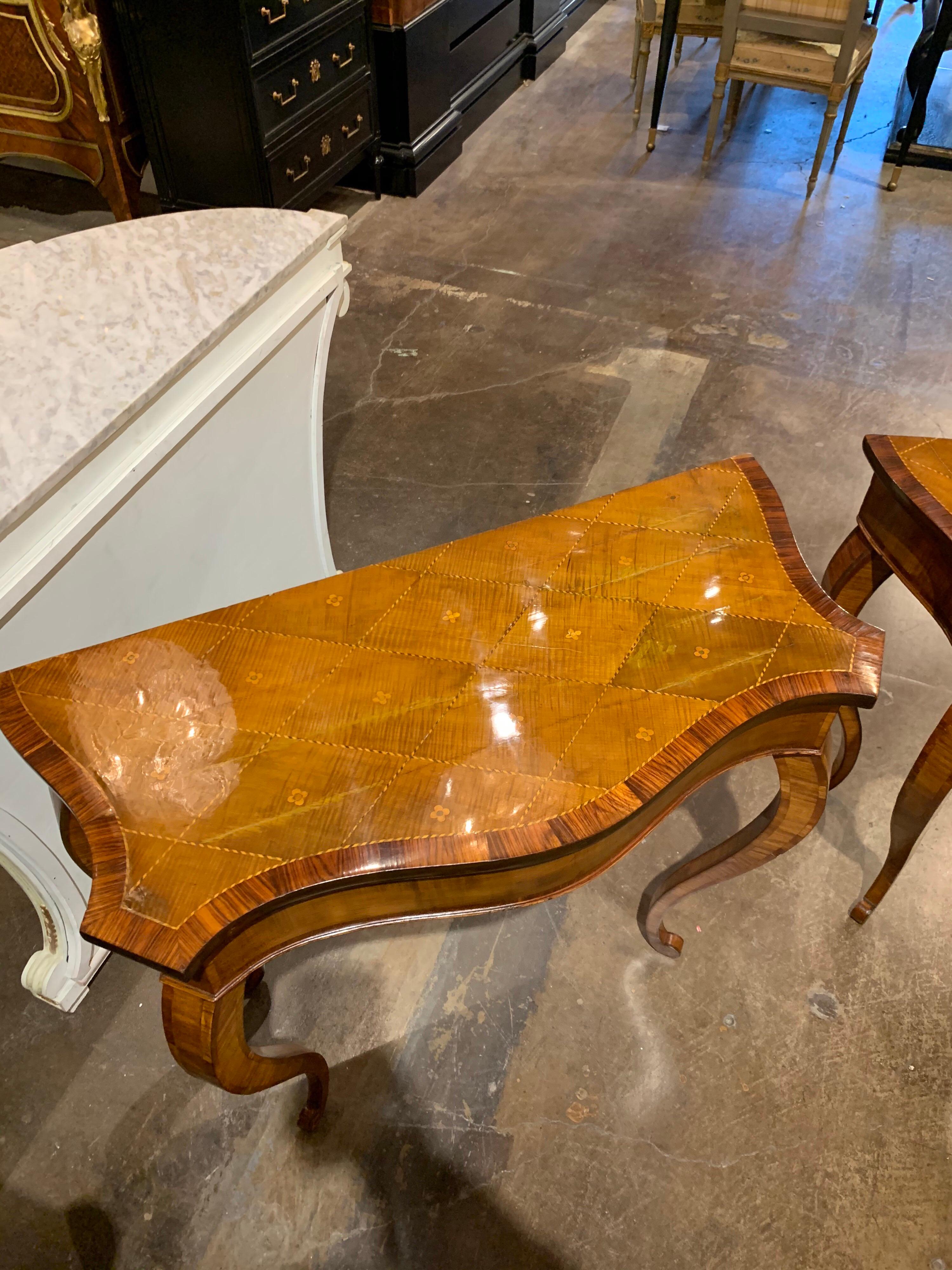 Pair of 19th Century English Inlaid Mahogany Consoles In Good Condition In Dallas, TX