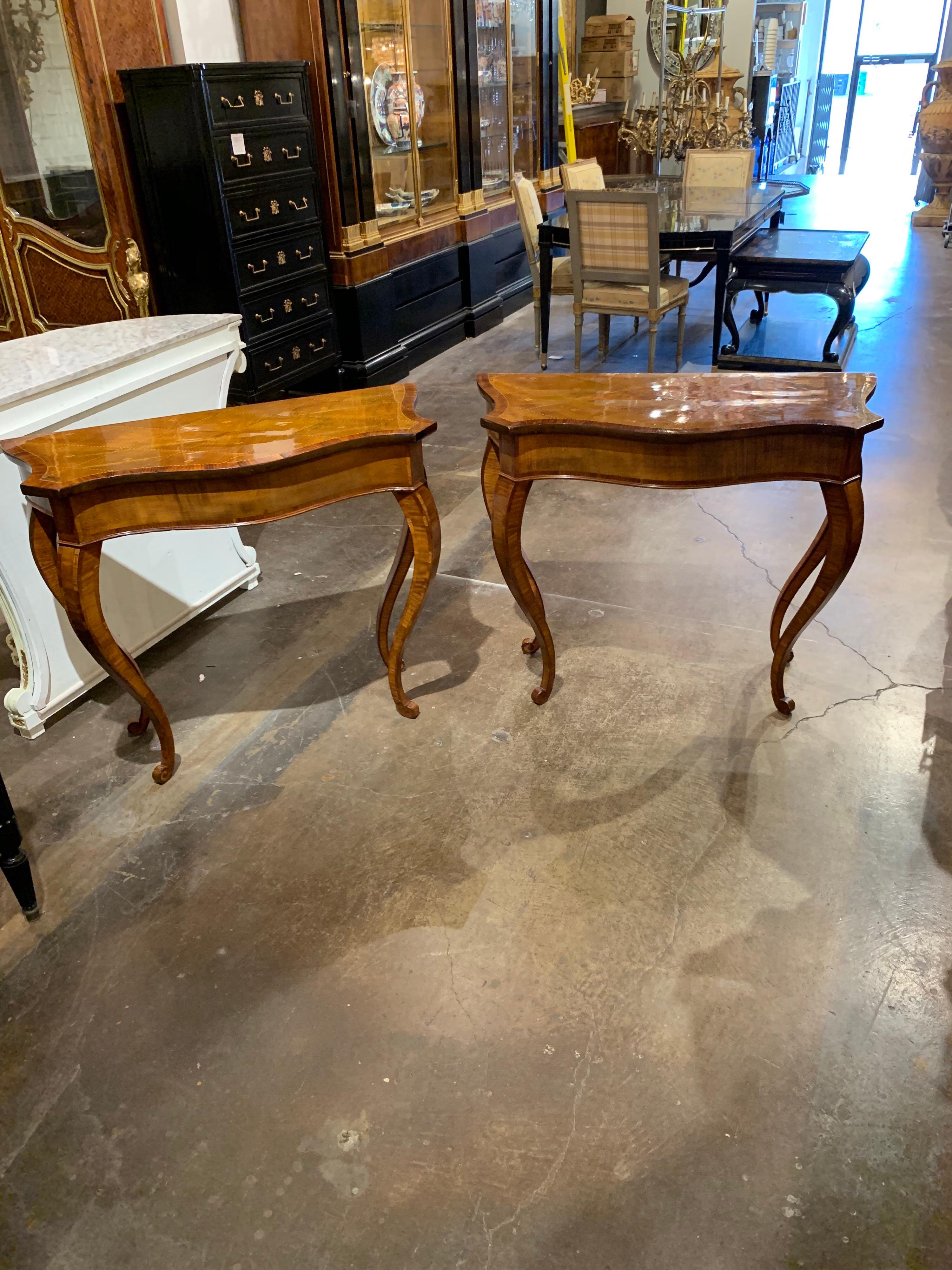 Pair of 19th Century English Inlaid Mahogany Consoles 3