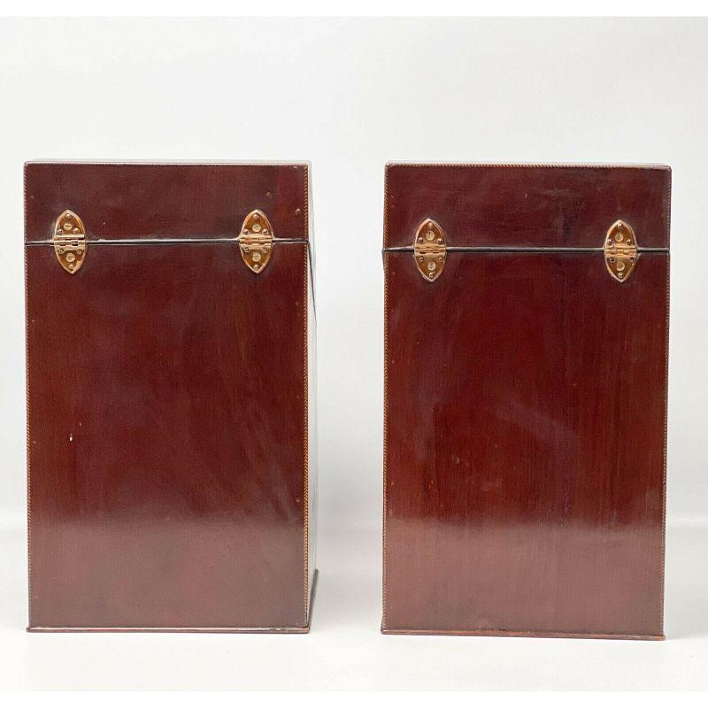 Pair of 19th Century English Inlaid Mahogany Wood Cutlery Knife Boxes 1