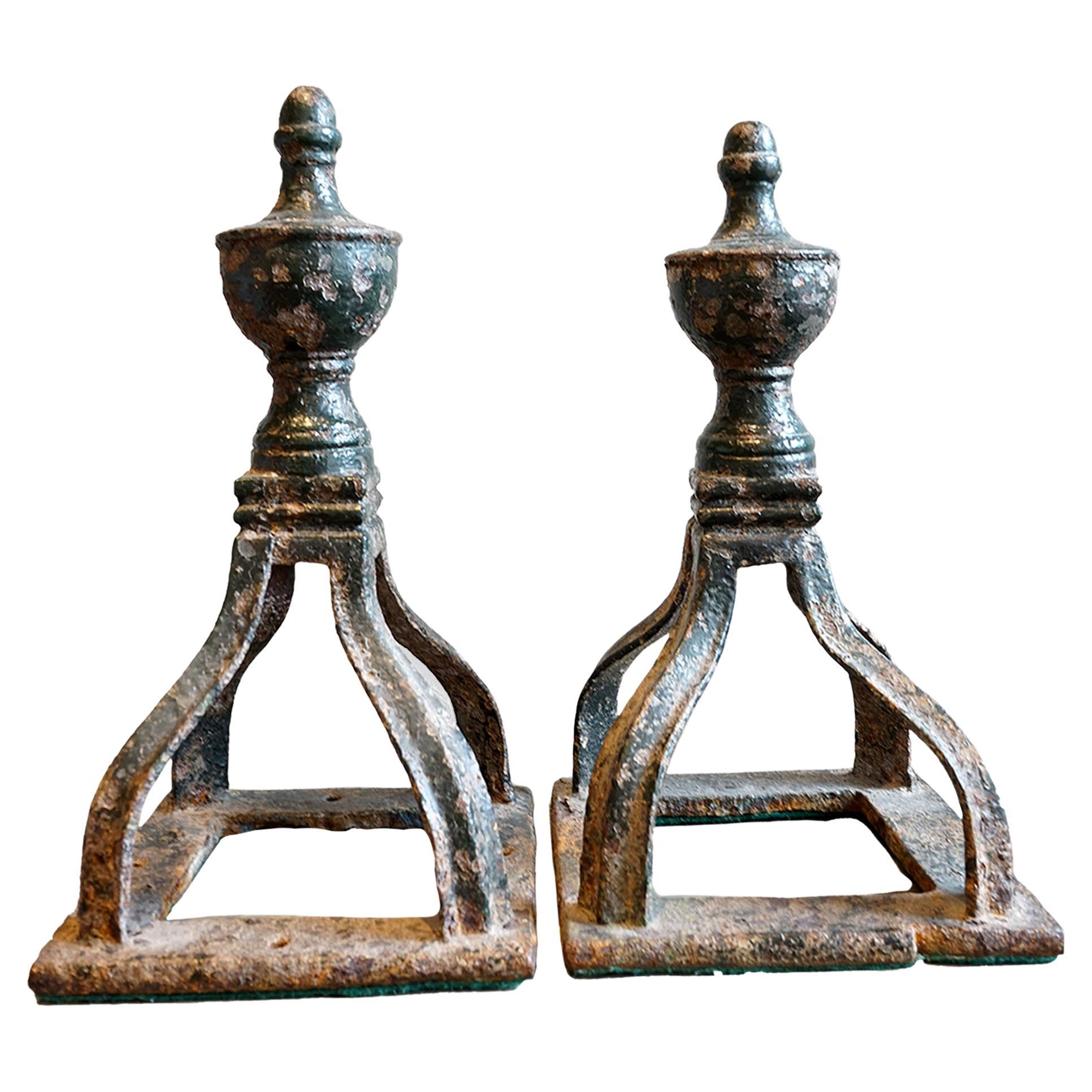 Pair of 19th Century English Iron Gate Post Finials For Sale at 1stDibs