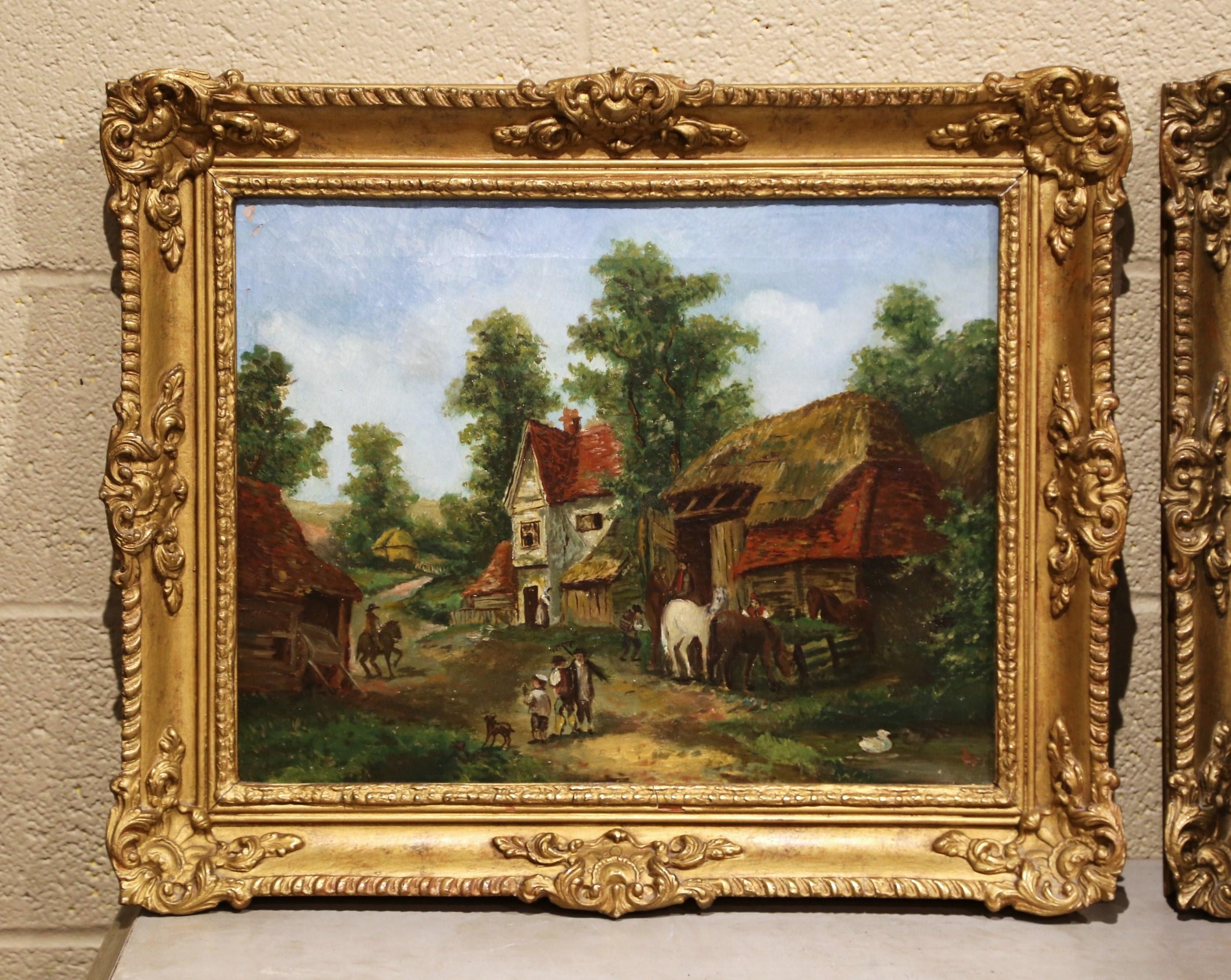 Pair of 19th Century English Landscape Oil on Canvas Paintings Signed Rogers In Excellent Condition In Dallas, TX