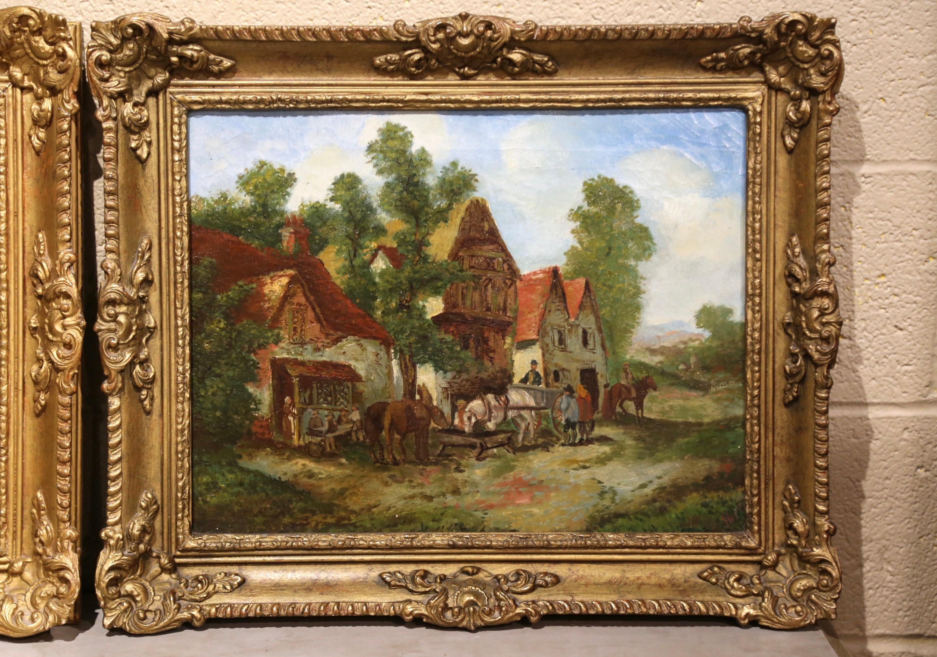 Pair of 19th Century English Landscape Oil on Canvas Paintings Signed Rogers 2