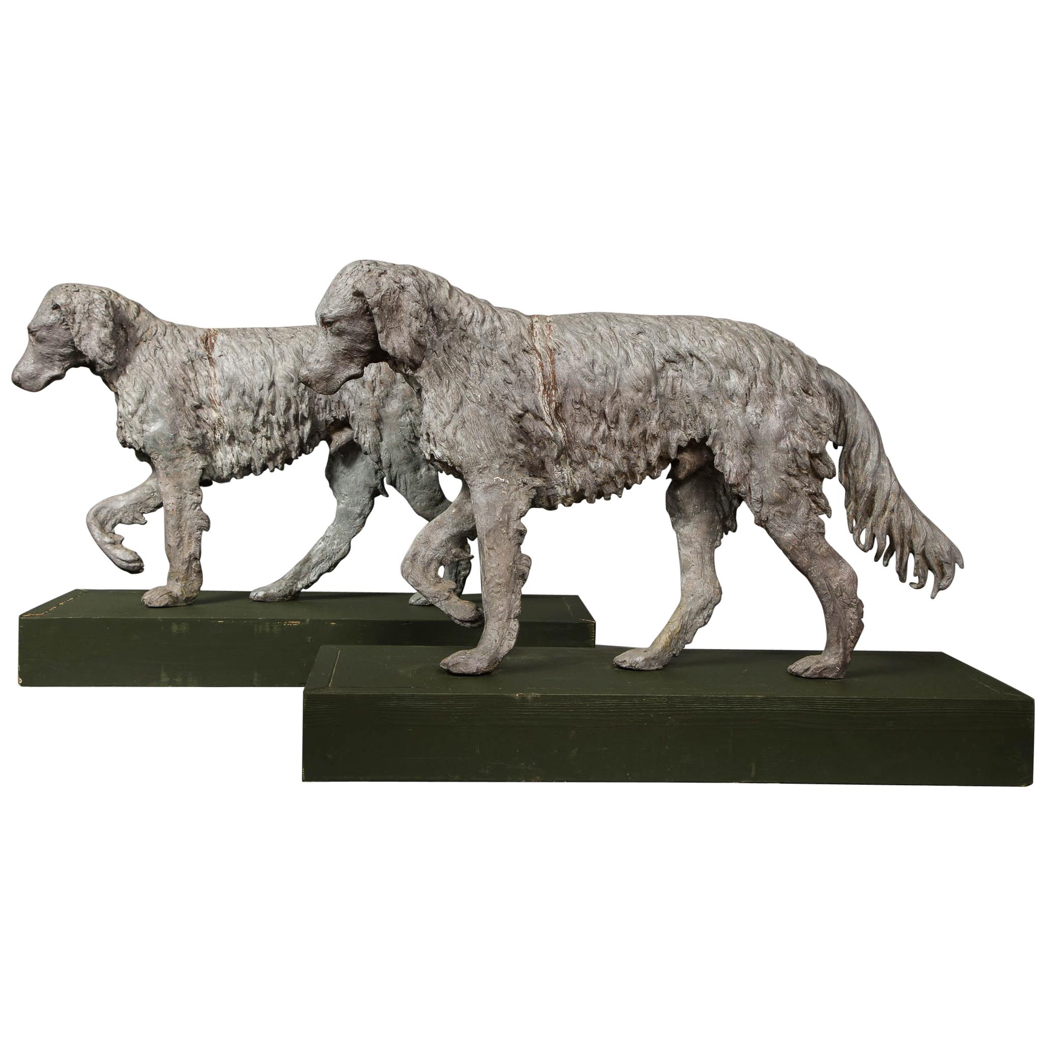 Pair of 19th Century English Lead Dogs For Sale