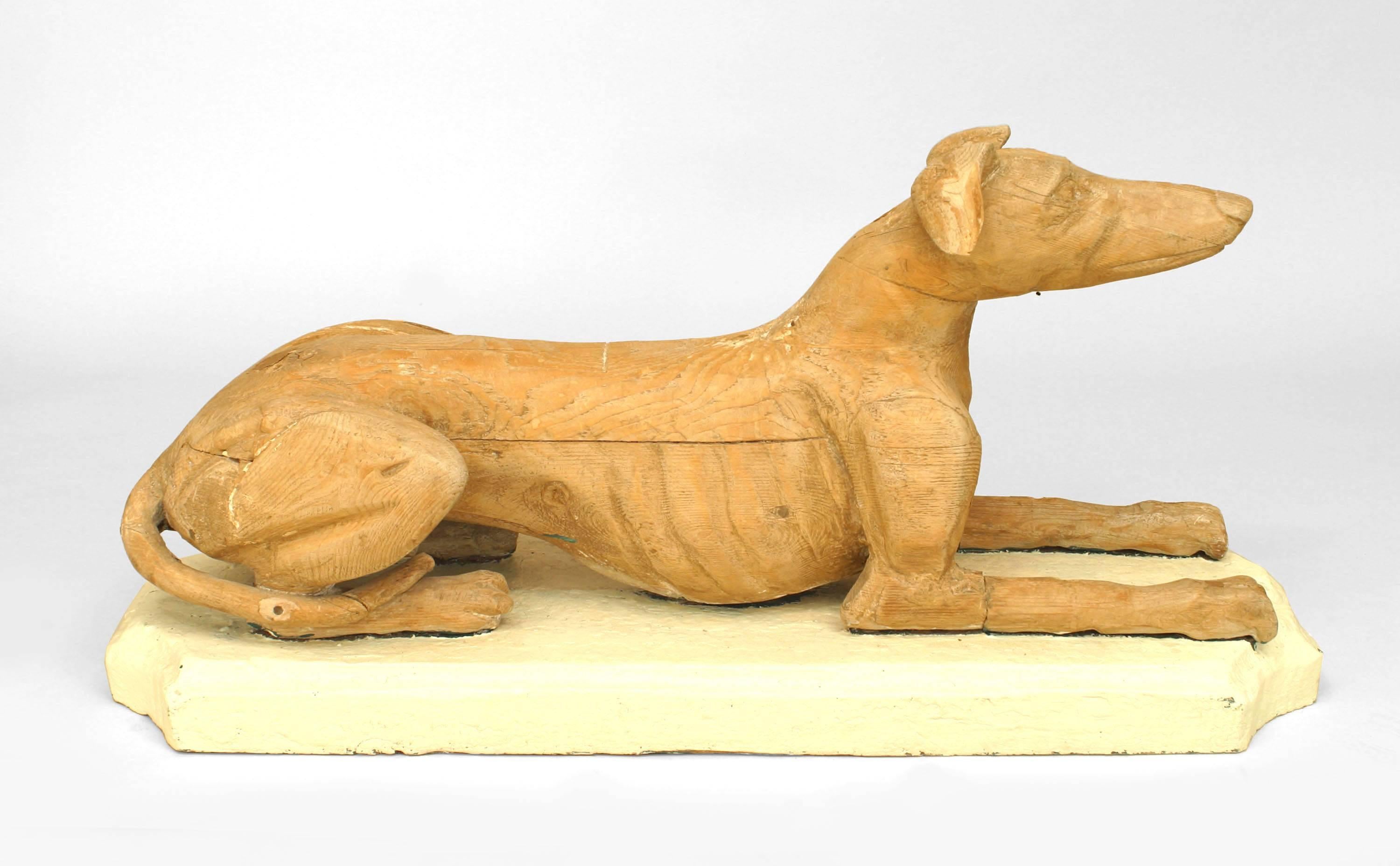 Wood Pair of 19th Century English Life-Sized Dog Sculptures