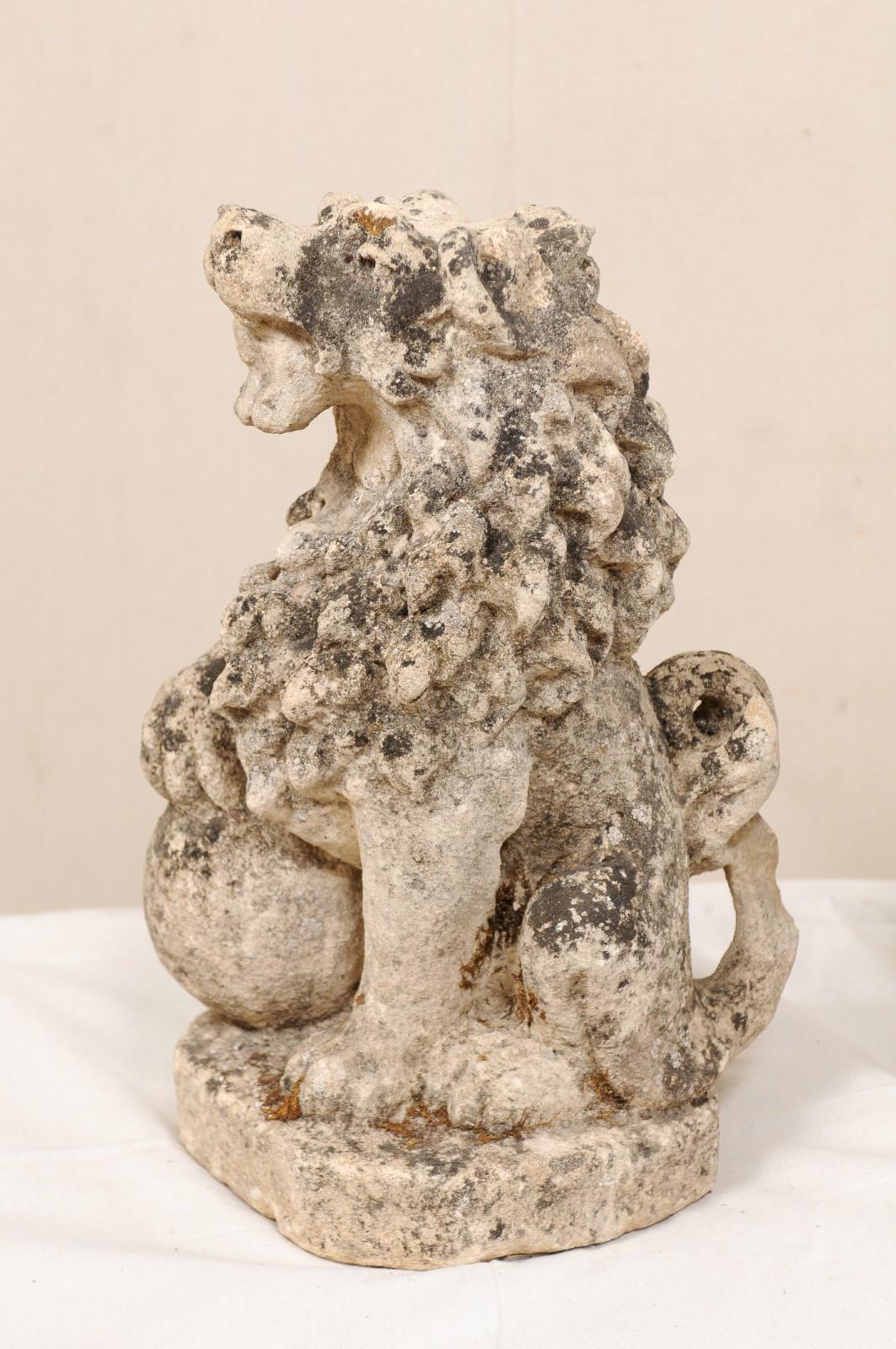 Pair of 19th Century English Lions of Carved Limestone 5