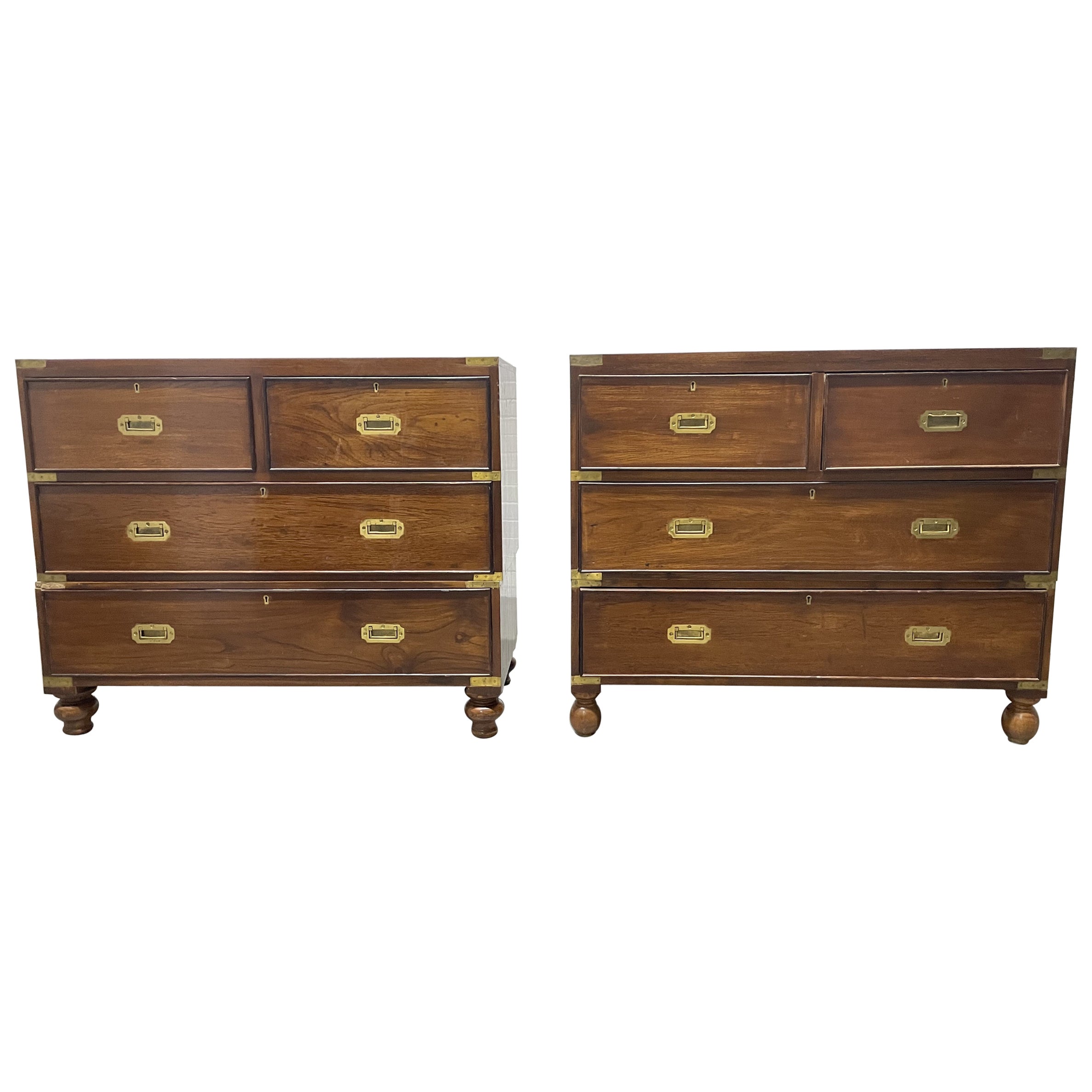 Pair of 19th Century English Mahogany Campaign Chests