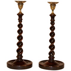 Pair of 19th Century English Mahogany Candlesticks