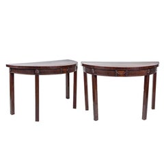 Pair of 19th Century English Mahogany Demilune Tables
