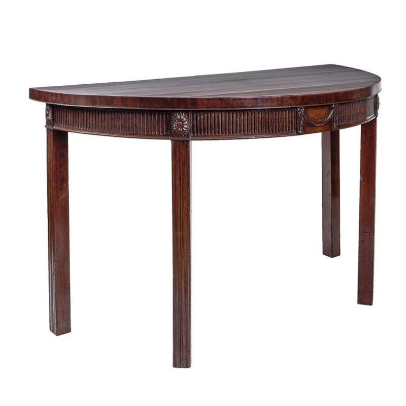 Pair of 19th Century English Mahogany Demilune Tables In Excellent Condition For Sale In New York, NY