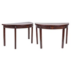 Pair of 19th Century English Mahogany Demilune Tables