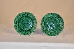 Pair of 19th Century English Majolica Leaf Plates