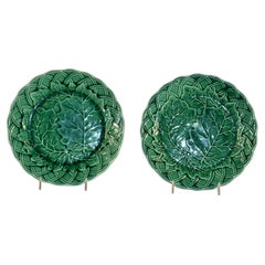 Pair of 19th Century English Majolica Leaf Plates