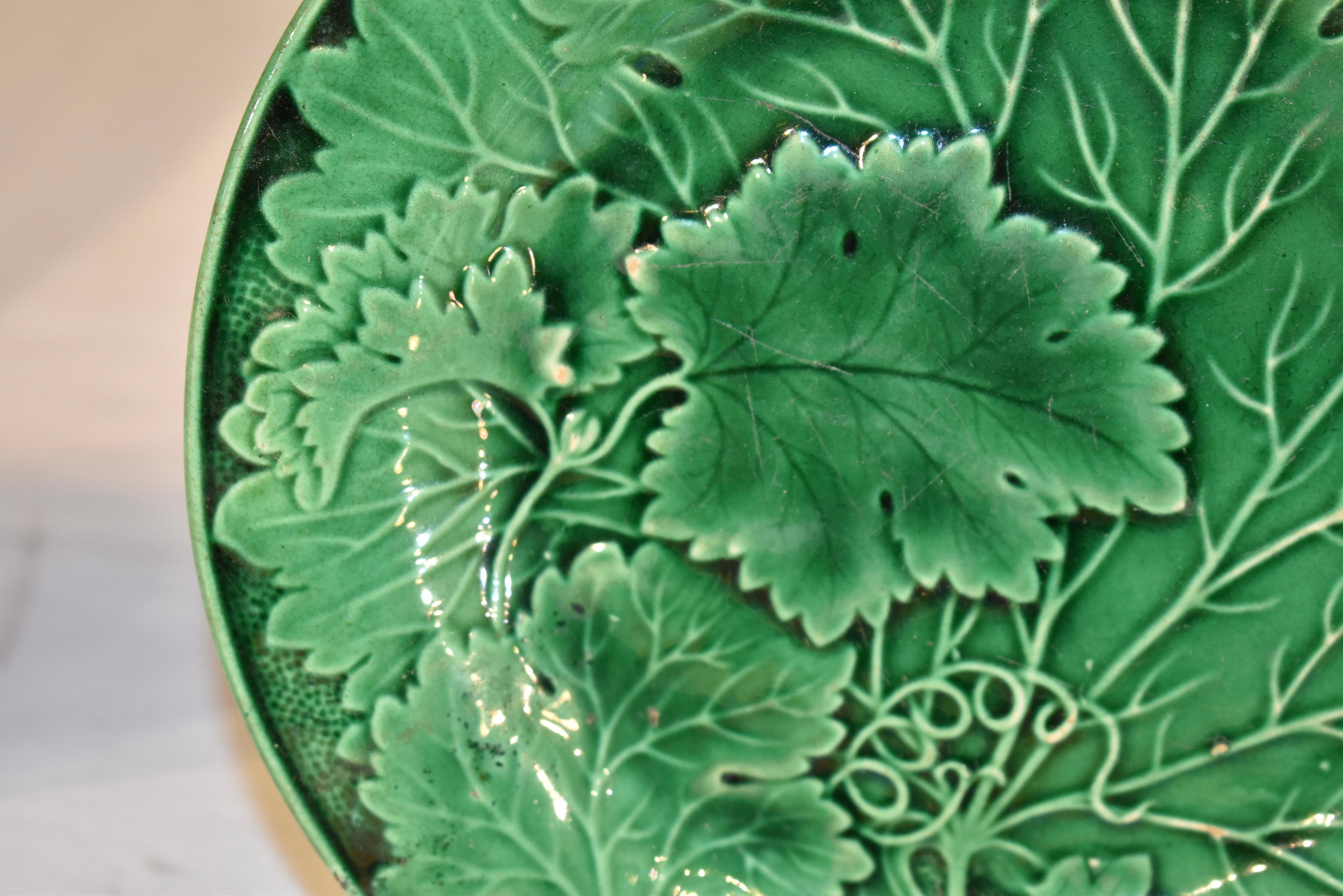 Glazed Pair of 19th Century English Majolica Plates For Sale