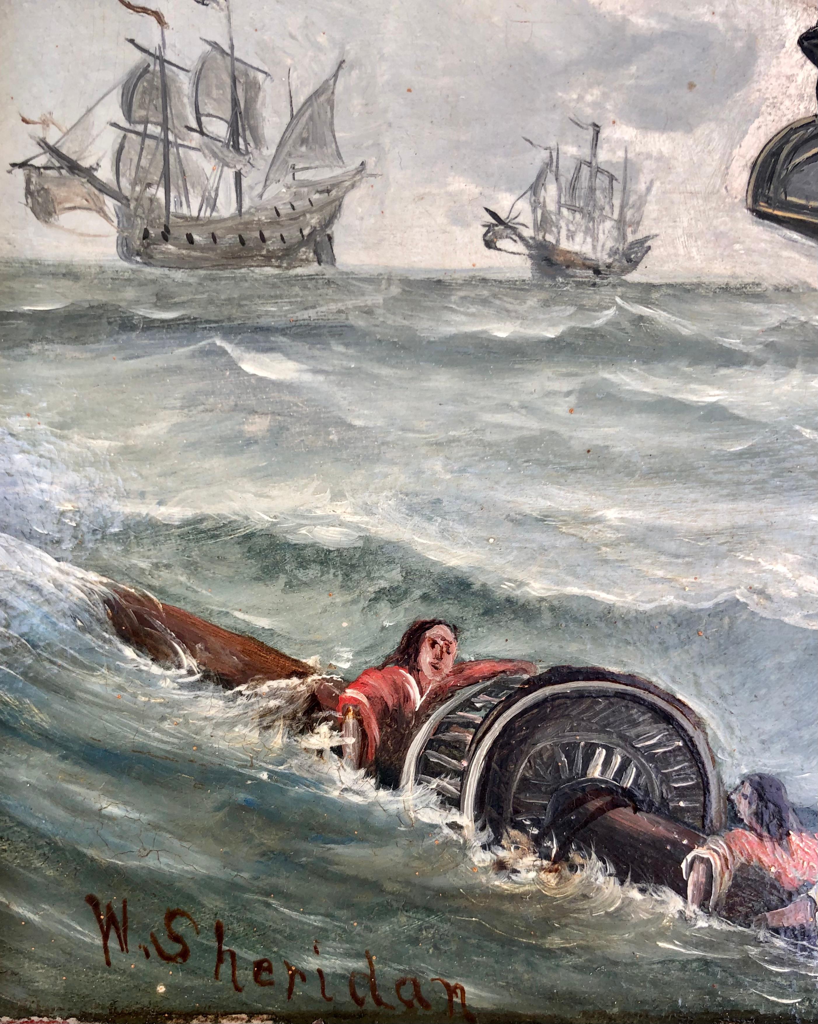 Pair of 19th Century English Marine Scene Paintings For Sale 2