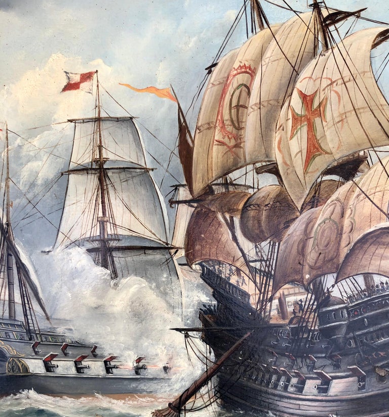 Pair of 19th Century English Marine Scene Paintings For Sale 3