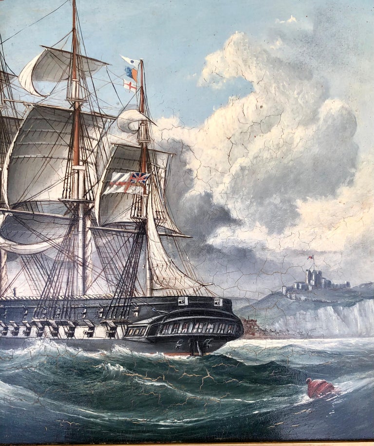 Pair of 19th Century English Marine Scene Paintings For Sale 4