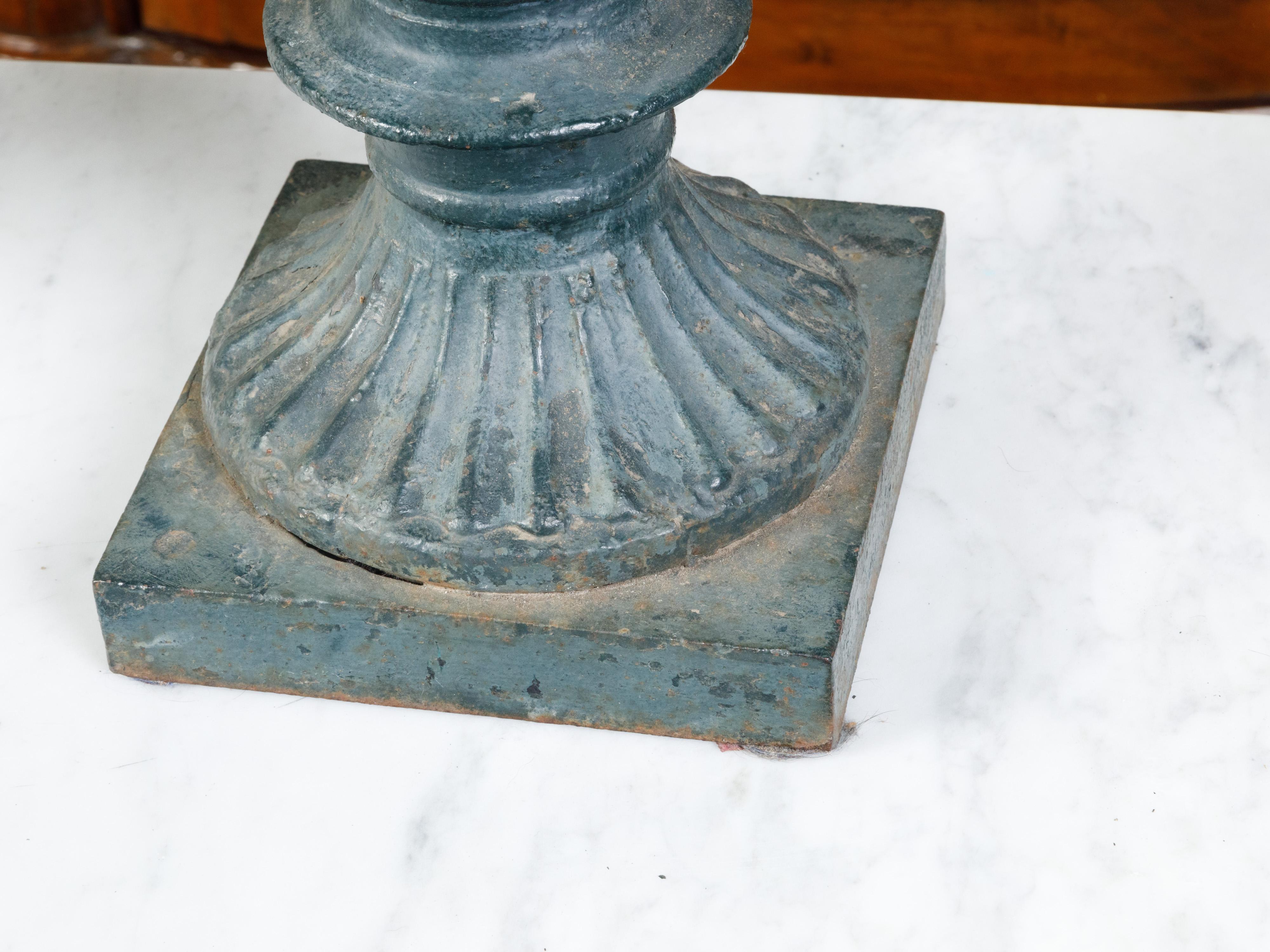 Pair of 19th Century English Medici Urn Planters on Petite Square Bases For Sale 1