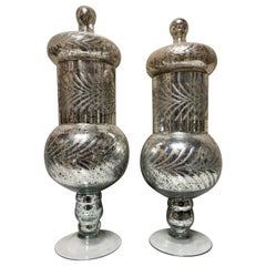 Pair of 19th Century English Mercury Glass Urns